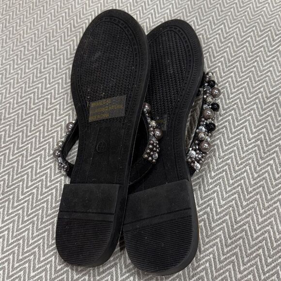 Rouge Helium Black Beaded Sandals Size 7 - Picture 3 of 5